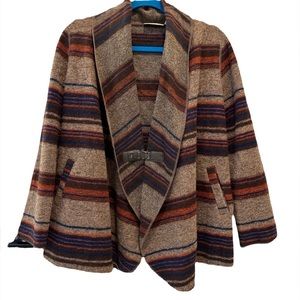 Anthropologie Kenar  Southwestern Shawl Collar Buckle Closure Jacket Si…